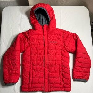 Columbia Youth Small 8 Red Puffer Jacket Hooded Insulated Winter Kids Coat